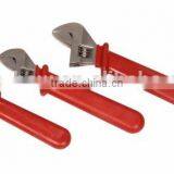 3pc Adjustable Wrench Set With Red Plastic Handle