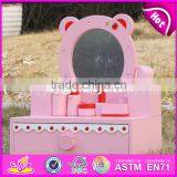 2017 New Design Lovely Pink Girls Wooden Toy Dressing Table W08H077 thumbnail-2