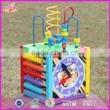 Educational Multi-function 5 in 1 Wooden Toy Baby Activity Cube W11B136-S thumbnail-6
