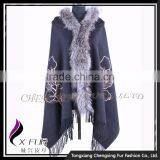 CX-B-P-51 High Quality Factory Price Fox Fur Trimmed Pashmina Special Cashmere Scarf thumbnail-3