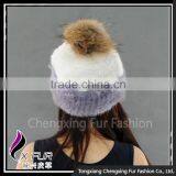 CX-C-235N New Design Knitted Animal Mink Fur Pom Pom Beanie Hats Wholesale thumbnail-6