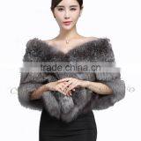 CX-B-133A Luxury Handmade Winter Cape/ Wedding Decoration Dress Fox Fur Shawl thumbnail-1