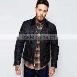 Latest Design Black Plain Collar With Fur Jacket Two Pocket for Men thumbnail-1