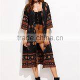 Women Custom Digital Print Flower Print Three Quarter Length Sleeve Kimono Loose Beachwear thumbnail-3