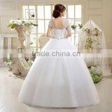 V Neck Cap Sleeve Long Trail Ball Gown 2017 Wedding Dresses thumbnail-4