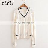 Popular Girl V-neck School Uniform Knit Pullover for High School Students thumbnail-3