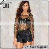 Sexy Mesh Embroidered Blouse Lady Latest Fashion Design Top thumbnail-1