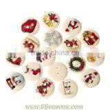 Wood Painting Sewing Buttons Scrapbooking Round 2 Holes Mixed Christmas Pattern Print 15mm( 5/8") Dia,200PCs,Bulk thumbnail-1