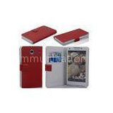 Waterproof Red Protective PU Leather Case Wallet , Otterbox Cell Phone Case