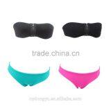 Pink Zipper Neoprene Fancy Swimwear Bikini/ Yellow Qiao Black Blue Contrast Neoprene Bikini Swimwear