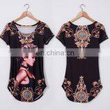 160g Qmilch Fabric Black Small Beauty Pattern Short Sleeve Women Fashion Shirt Tops thumbnail-3