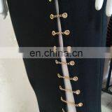 Women Halter Sleeveless Deep V Neck High Split Black Sexy Bodycon Club Party Dresses thumbnail-5