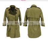 Guangzhou Supplier Waist Belt Fashion Trench Suede Women Coats