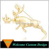 Custom Christmas Deer Metal Brooch , Gold Plated Deer Shape Brooch Pins