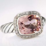 Sterling Silver 10mmx8mm Morganite Noblesse Ring for Women