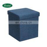 Reatai High Quality Cube Square Linen Fabric Foldable Ottoman Storage Box for House thumbnail-6