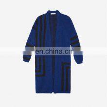 Navy Blue Cashmere Long Women Cardigan Sweater Dress With Pockets thumbnail-1