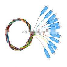 Tanghu 1.5 M Telecom Grade 0.9mm Fiber Pigtail SC UPC 12 Core Square Head Single Mode Fiber Optic Bundle Pigtail