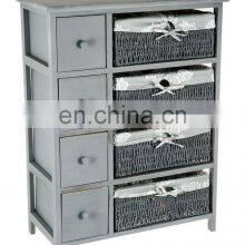 WICKER CHEST DRAWER BASKET MAIZE BEDSIDE CABINET RETRO STORAGE UNIT CUPBOARD thumbnail-4