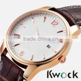 Classic Stainless Steel Rose Gold Plated Watch Elegant Luxury Steel Leather Men Wrist Watch