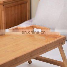 Eco-friendly Foldable Bamboo Bed Tray Wooden Decorative Coffee Table for Serving Laptop Tea Tray With Handles thumbnail-1