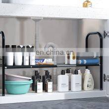 Under Sink Kitchen Rack Expandable Cabinet Shelf Organizer Rack With Removable Panels for Kitchen Bathroom Storage 2-Tier thumbnail-2