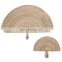 Hot Sale Art Decoration Natural Seagrass Fan Wall Decor With Handle Woven Fan and Wall Decor Set of 2 Cheap Wholesale thumbnail-2