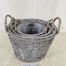 Natural Woven Wicker Storage Handles Basket, Gray Willow Storage Basket