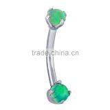 Faux Opal Internally Threaded 316L Surgical Steel Eyebrow Piercing Ring Body Piercing Jewelry thumbnail-1