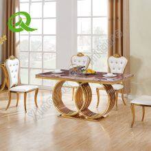 Luxury Dining Table Designs Stainless Steel Frame Marble Top Wedding Table Dining Tables Banquet thumbnail-4