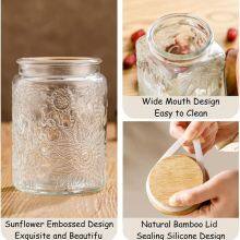 Square Glass Jar, 25 oz Vintage Glass Jar With a Lid, Glass Food Storage Container, Suitable for Ground Coffee, Tea thumbnail-5