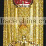 Militry Army Police Airline Uniform New Bullion Wire Hand Embroidered Crown Badge Uniform Decoration Shoulder Mark Epaullettes