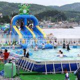 Frog Water Slide With Steel Frame Pool thumbnail-1