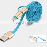 Newest high quality Micro usb + 8pin USB 2 in 1 Sync Data Charger electric Cable for iPhone, For Samsung