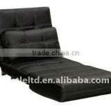 Wooden frame Black leather Modern Sofa Bed