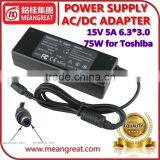High Quality 75W 15V 5A 6.3*3.0 Laptop Charger for Toshiba Notebook thumbnail-1