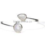 Fashion Silver Jewelry 925 Moonstone Gemstone Bangle thumbnail-1