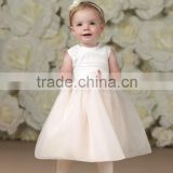 Sleeveless A-Line Organza Baby Hand-Beaded Waistband Sash Embellished Flower Girl Dress(FLMO-3091)
