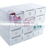 New DIY Plastics PP Shoecase Home Storage Clear Drawer Shoe Boxes Middle Size Metal Edge 31cmx20cm
