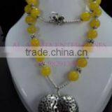 Yellow Jade German Silver Necklace thumbnail-1