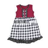 Wholesale 2016 Children Outfit Houndstooth Printed Dress Match Wine Triple Ruffle Pants Clothing Set Baby Girl Fall Clothes thumbnail-4