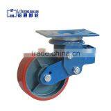 5, 6 Inches Locking Spring Shock Absorption Polyurethane Caster Wheel, Black Rubber Caster Wheel, White pu Caster Wheel thumbnail-3