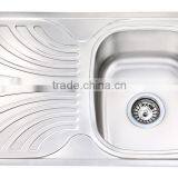 Above Counter Stainless Steel Single Bowl Kitchen Sink With Drainboard GR-604B
