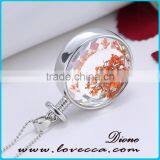 Silver Color Plating Glass Dried Flower Necklace thumbnail-3