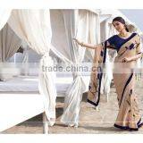Casual Cream Georgette Designer Saree For Sale Online thumbnail-1