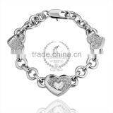 18KGP Platinum Plated Crystal Rhinestone Lovers' Heart Women Flower Bangle Bracelet Fashion Jewelry B003 thumbnail-2