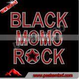 Wholesale 2017 Stones Crytal Black Moms Rock Hot Fix Rhinestone Motif Transfer for Shirt thumbnail-1