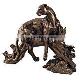 Customized Handmade Painted Decorative Bronze Color Animal Leopard Statues thumbnail-1