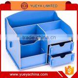 DIY Wooden DeskTop Cosmetic Storage Case With 2 Drawers/Office Desk Organizer Stuff Holder-Blue thumbnail-1
