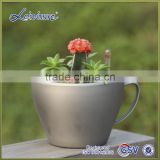 Silver Top quality cup shaped PP selfwatering two color plastic flowerpot BZ01